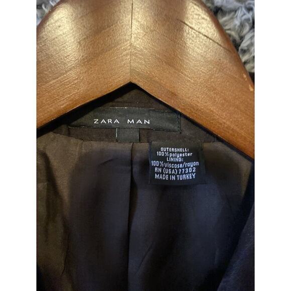 Zara Mens size 36 Brown Velvet Sport Coat Cotton Blazer pockets Jacket solid - Picture 10 of 13